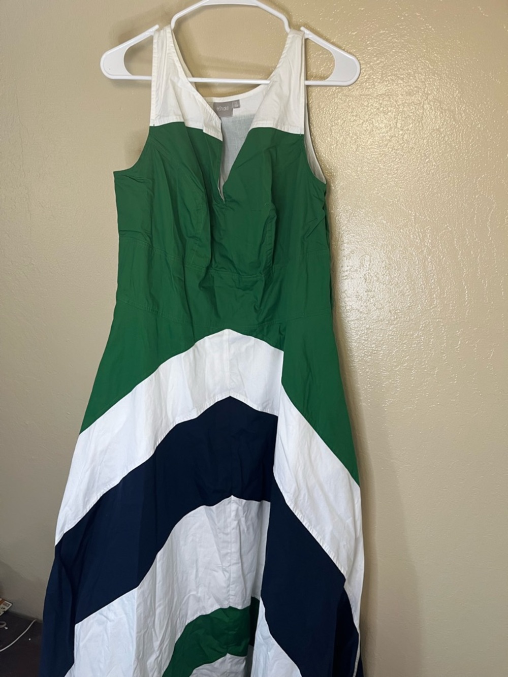 eShakti Colorblock Chevron Maxi Dress Womens 1X 16W floor length blue green - Picture 2 of 7